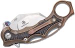 Defcon Knives Raptor Karambit Flipper 2.83" S35VN Satin Hawkbill Blade, Stonewashed Bronze Titanium Handles w/ Marbled Carbon Fiber Inserts - TF5221-2 - Image 19