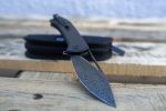 Riffle Flipper Knife Dark Twill Carbon Fiber Overlay On Black G10 Handle (3.46" Black Hand Rubbed Damascus) C2024DS-1 - Image 5