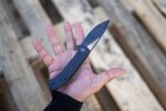 Riffle Flipper Knife Dark Twill Carbon Fiber Overlay On Black G10 Handle (3.46" Black Hand Rubbed Damascus) C2024DS-1 - Image 8