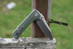 QSP Knives Hawk Flipper Knife 3.25" Sandvik 14C28N Satin Drop Point Blade, Green Micarta Handles - QS131-H - Image 10