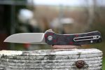 QSP Osprey Liner Lock Knife Shredded CF/Red G-10 (3.25" Satin) QS139-F1 - Image 10