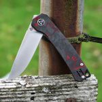 QSP Osprey Liner Lock Knife Shredded CF/Red G-10 (3.25" Satin) QS139-F1
