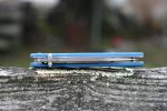 QSP EDC Folding Pocket Knife, 440c Blade, 4" G10 handle, Left and Right Handed Thumb Stub Opening, Smooth Liner Lock with Copper Washes, QSP Parrot (blue) - Image 6