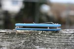 QSP EDC Folding Pocket Knife, 440c Blade, 4" G10 handle, Left and Right Handed Thumb Stub Opening, Smooth Liner Lock with Copper Washes, QSP Parrot (blue) - Image 7