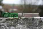 QSP Knives Worker Folding Knife 3.5" N690 Satin Sheepsfoot Blade, Green Jigged Bone Handle with Stainless Steel Bolsters - QS128-B - Image 4