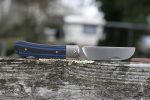 QSP Knives Worker Folding Knife 3.5" N690 Satin Sheepsfoot Blade, Blue G10/Carbon Fiber Handles with Stainless Steel Bolsters - QS128-D - Image 11