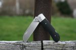 QSP Knives Worker Folding Knife 3.5" N690 Satin Sheepsfoot Blade, Black G10 Handles with Stainless Steel Bolsters - QS128-A - Image 3