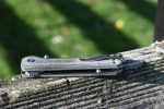 QSP Knives Hawk Flipper Knife 3.25" Sandvik 14C28N Satin Drop Point Blade, Black Micarta Handles - QS131-J - Image 5