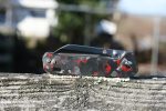 QSP Knives Penguin Folding Knife 3.06" D2 Two-Tone Satin Sheepsfoot Blade, Red Shredded Carbon Fibre Handles - QS130-TRD - Image 4