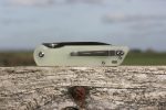 QSP EDC Folding Pocket Knfe, D2 Blade, 4" G10/Micarta handle, Left and Right Handed Thumb Stub Opening, Smooth Liner Lock with Copper Washes, QSP Parrot (Jade G10) - Image 3