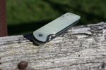 QSP EDC Folding Pocket Knfe, D2 Blade, 4" G10/Micarta handle, Left and Right Handed Thumb Stub Opening, Smooth Liner Lock with Copper Washes, QSP Parrot (Jade G10) - Image 5
