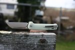 QSP Knives Penguin Folding Knife 3.06" D2 Two-Tone Satin Sheepsfoot Blade, Jade G10 Handle - QS130-V - Image 10