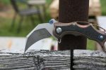 Defcon Knives Raptor Karambit Flipper 2.83" S35VN Satin Hawkbill Blade, Stonewashed Bronze Titanium Handles w/ Marbled Carbon Fiber Inserts - TF5221-2 - Image 15