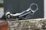 Defcon Knives Raptor Karambit Flipper 2.83" S35VN Satin Hawkbill Blade, Titanium Handles w/ Marbled Carbon Fiber Inserts - TF5221 - Image 12