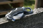 Defcon Knives Raptor Karambit Flipper 2.83" S35VN Satin Hawkbill Blade, Titanium Handles w/ Marbled Carbon Fiber Inserts - TF5221 - Image 7