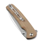SENCUT Sachse Button Lock/Flipper Knife Brown Micarta Handle (3.47" Satin Finished 9Cr18MoV Blade) S21007-3 - Image 4