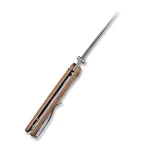 SENCUT Sachse Button Lock/Flipper Knife Brown Micarta Handle (3.47" Satin Finished 9Cr18MoV Blade) S21007-3 - Image 5