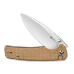 SENCUT Sachse Button Lock/Flipper Knife Brown Micarta Handle (3.47" Satin Finished 9Cr18MoV Blade) S21007-3 - Image 6