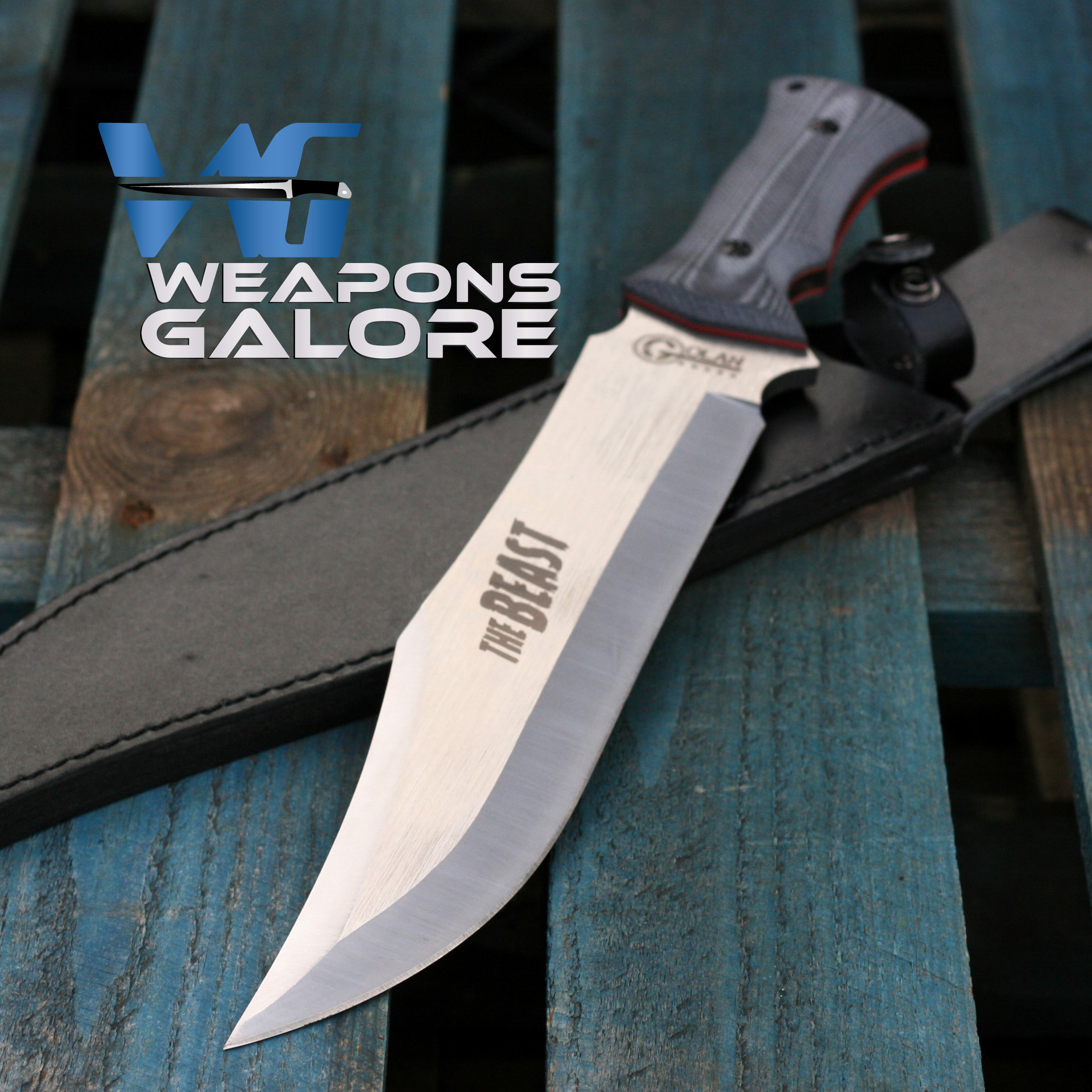 IMG_6276 copy Golan 'Beast' Huge 17.8" Fixed Blade Hunting / Camping / Bush craft Knife - SILVER Version - Image 1