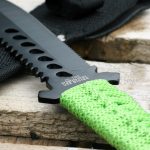 Z-Hunter – Fixed Blade Survival Knife – Partially Serrated Black Steel Blade with Sawback, Full Tang, Green Cord Wrapped Handle w/Lanyard, Nylon Sheath, Outdoor, Hunt, Camp, Hike, Survival, ZB-103 - Image 9