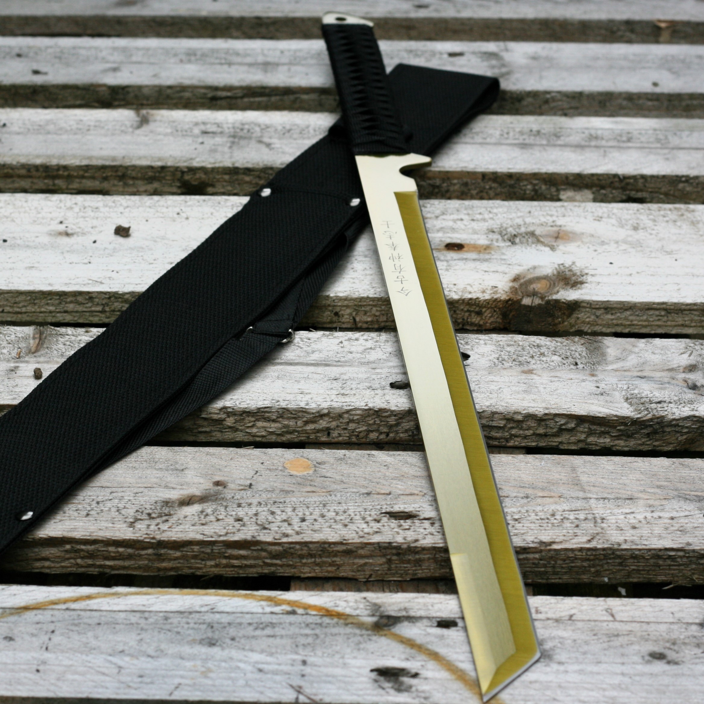 IMG_6688 Tactical Ninja Machete / Sword Gold CANES CUTTER TANTO NINJA SWORD SW-20GD GOLD - Image 1
