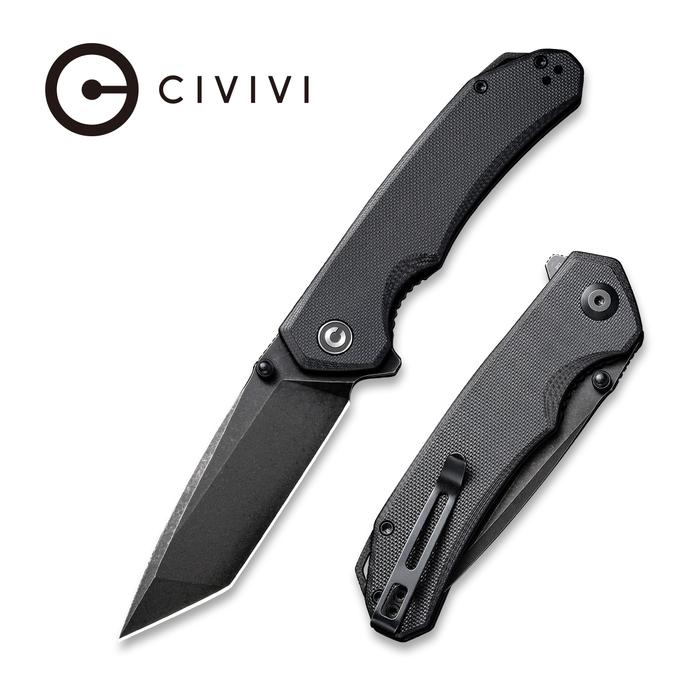 CIVIVI Brazen Flipper Knife Black G10 Handle (3.46" Black Stonewashed D2 ) C2023C