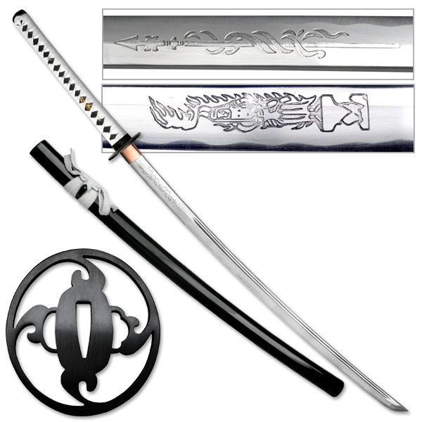 MAZ-014W Ten Ryu - Hand Made White Shadow Katana - MAZ-014W - Image 1