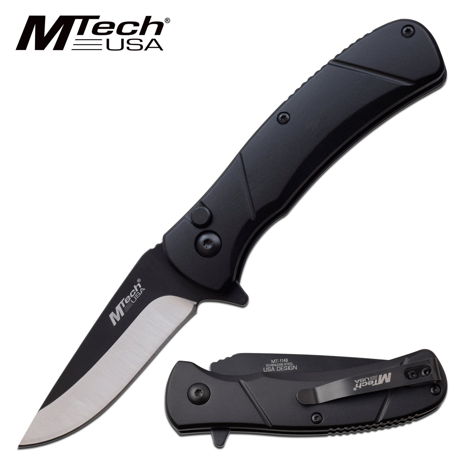Mtech Folder 2.75 in Blade Black Anodized Aluminium Handle - MT-1149BK
