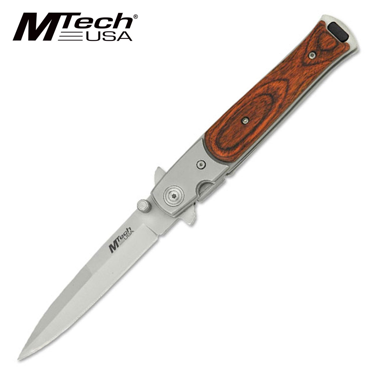 MT-121_676b4242-399f-471d-b507-a1fe1ad8eb14 MTech Classic Folding Stiletto Knife with Wood Inlay - MT-121 - Image 1