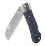 QSP Knives Worker Folding Knife 3.5" N690 Satin Sheepsfoot Blade, Blue G10/Carbon Fiber Handles with Stainless Steel Bolsters - QS128-D - Image 14