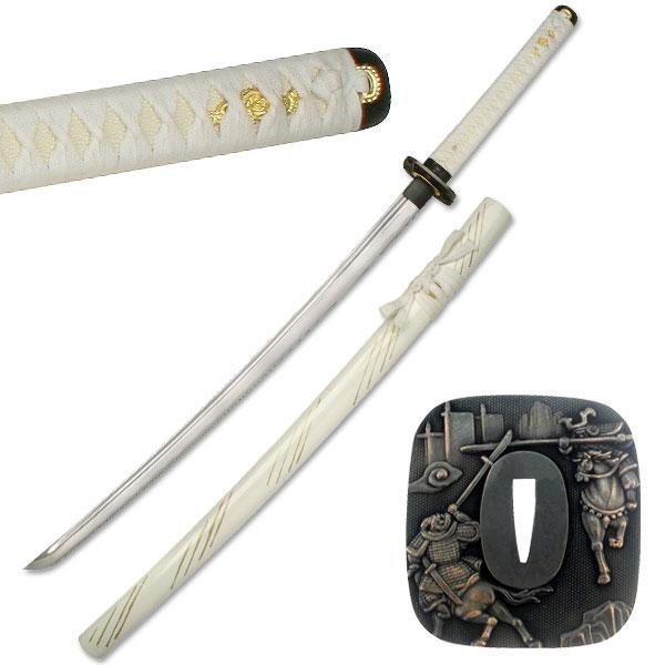 Hand Forged White Battle Samurai Sword - SW- 541W