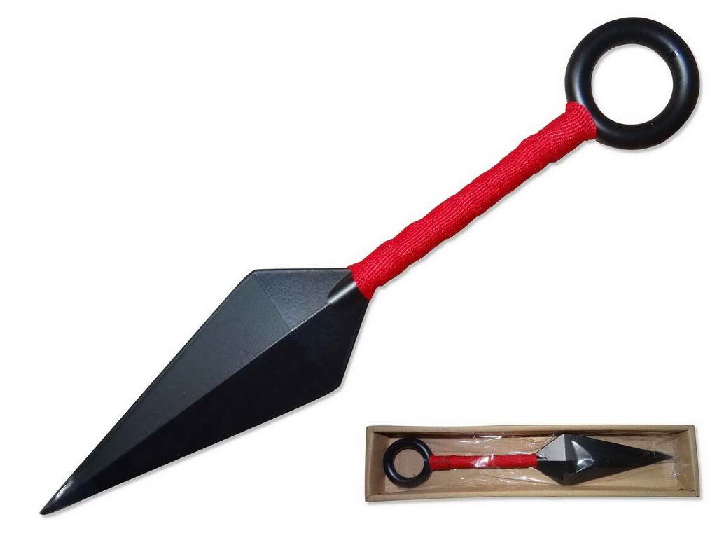 9 1/2 ” Metal Kunai Throwing Knife Black w/ Red Wrap