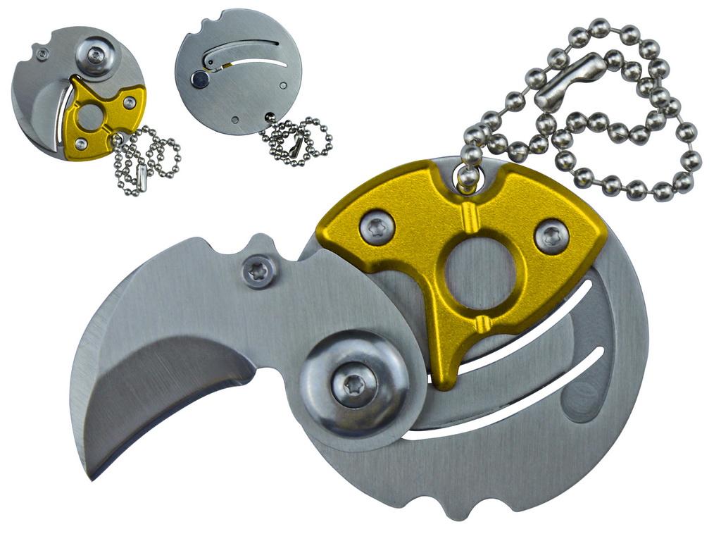 2.6″ Keychain / Necklace Yellow Ball Knife 1.6″ Blade -
