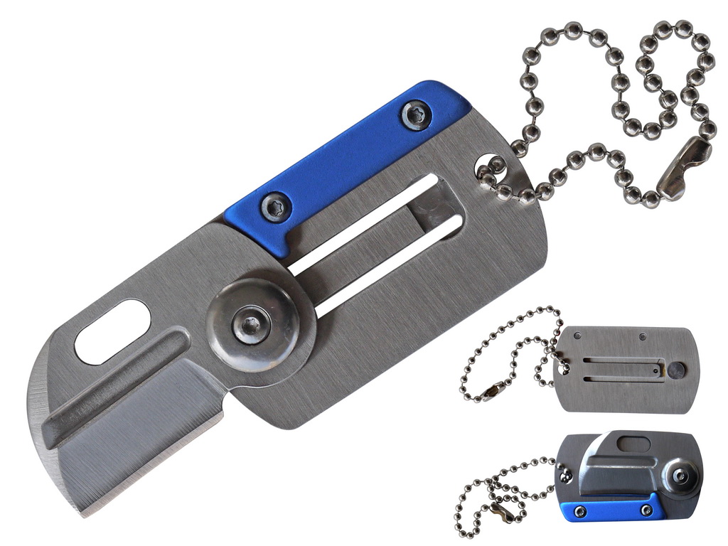 2.6? Dog Tag Keychain Necklace Knife -