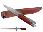 Classic German 12" Large Folding Hunting Military Knife Dagger with Leather Sheath Wood Grip