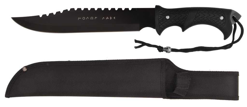 Spartan 15? Blacked Out Survival Machete 3.5mm Thick Full Tang Blade Rubber Grip - T224189-4