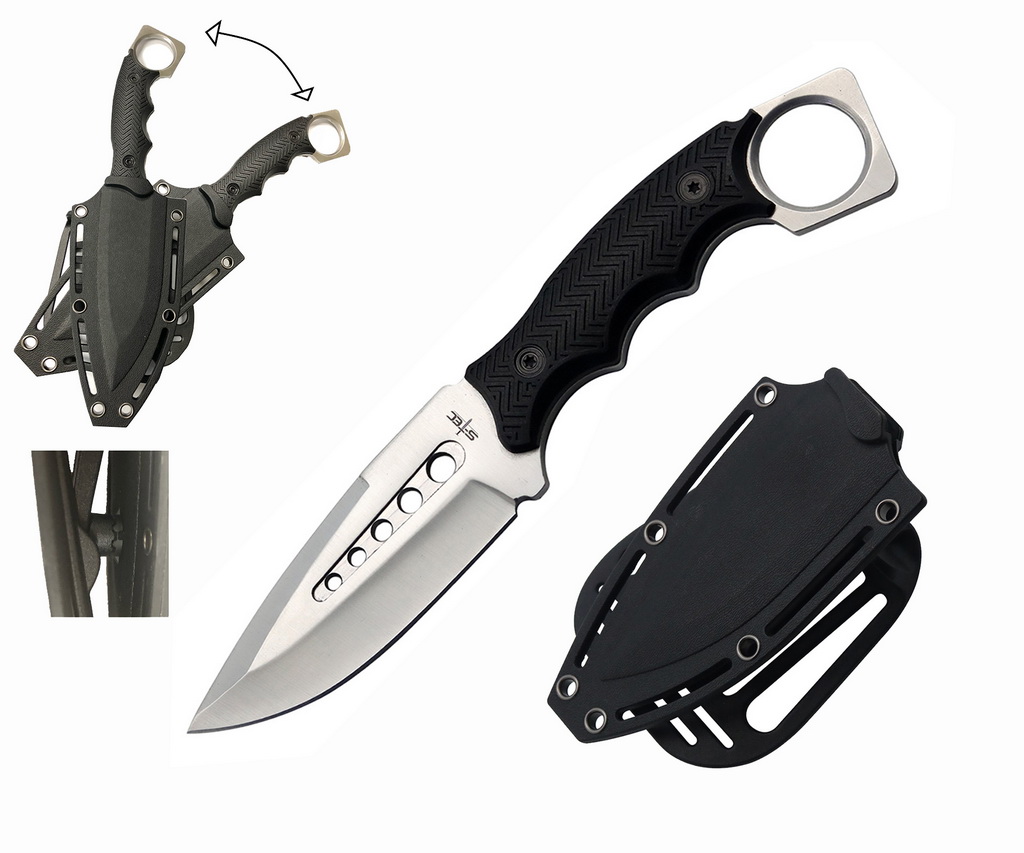 S-TEC 9" Full Tang Tactical Knife with ABS Swivel Sheath - GEN 2 - T25143