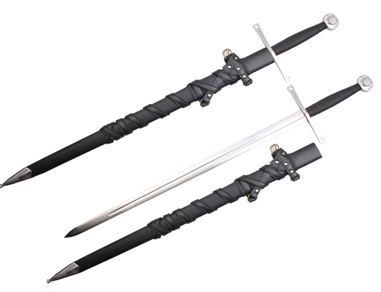 Medieval Knight Templar Sword W/ Leather Sheath - 45 1/4" 75MN Spring Steel FULL TANG