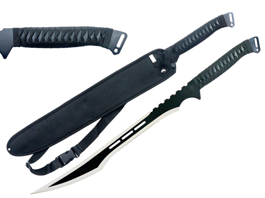 Tactical Ninja Machete / Sword - Silver / Black Full Tang Construction 3CR13 Steel - T632120SL