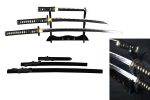 Hand forged 1045 Carbon Steel Samurai Daisho Sword Set - Black Saya