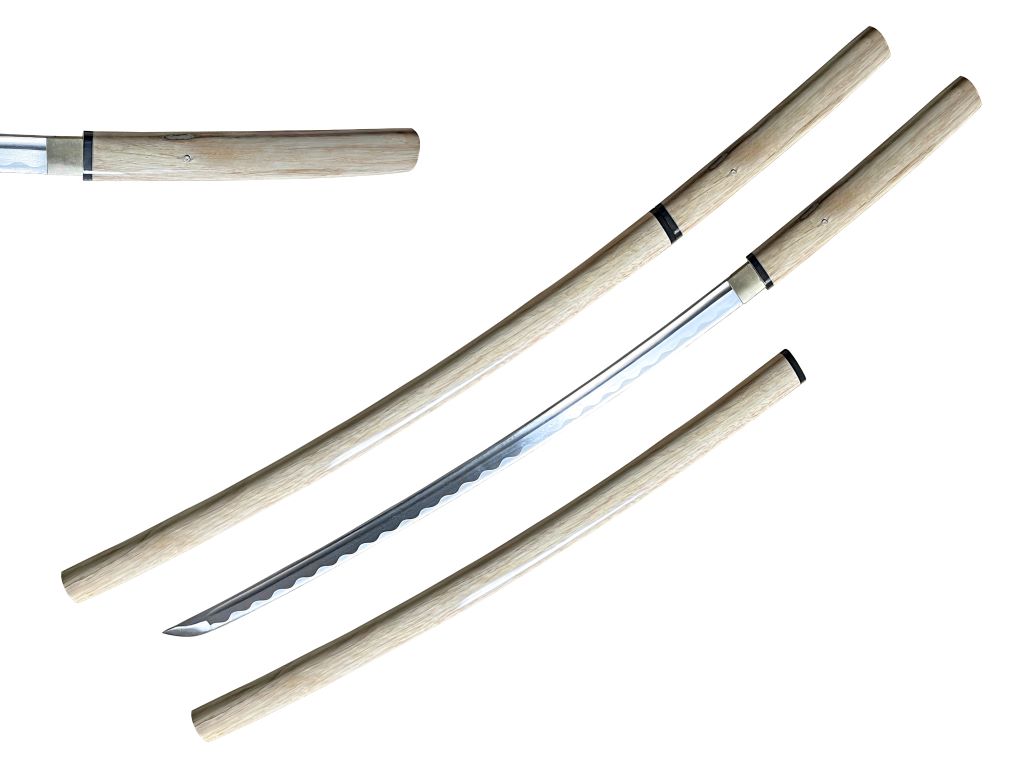Ryujin 40″ Hand forged Natural Wood Shira Saya – Gloss Finish