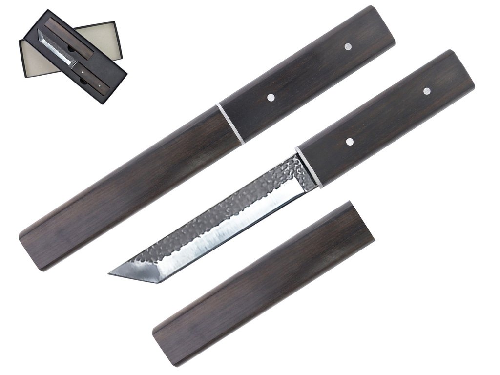 Ryujin 4CR14 Steel Tactical Tanto - Rough Finish- Black Shirasaya - T64834-1