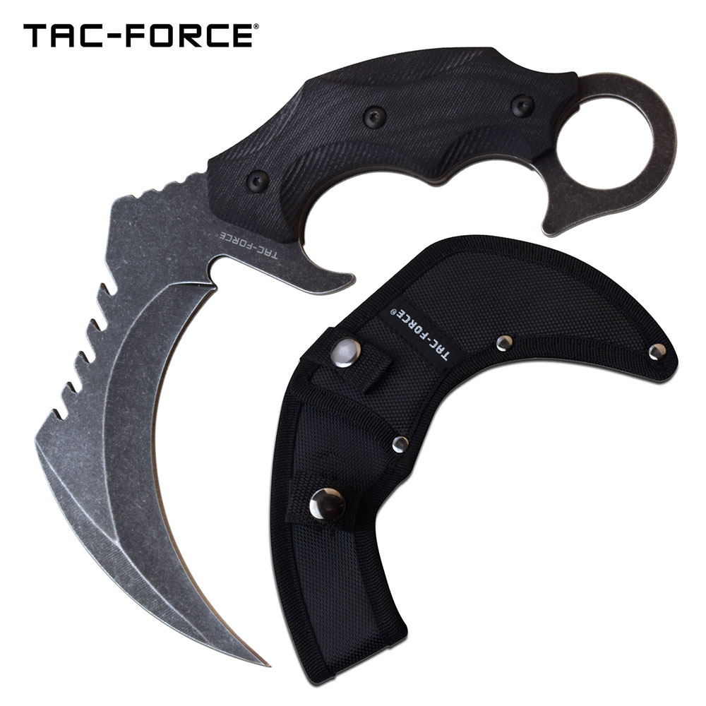TF-FIX016BK TAC-FORCE VELOCIRAPTOR CLAW KARAMBIT TACTICAL BLADE KNIFE - TF-FIX016BK - Image 1