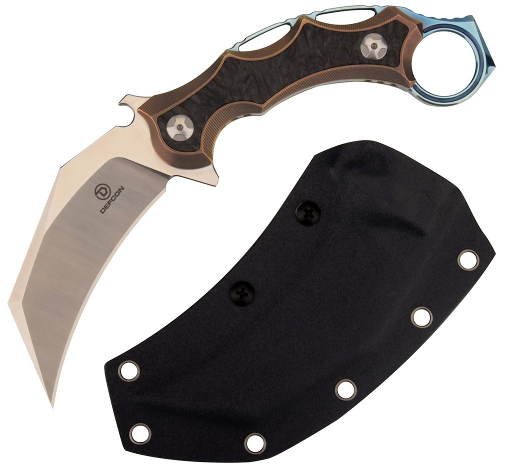 TF3101-1 DEFCON "CLAW" JK Series 8.5? Titanium Handle D2 fixed Knife - TF3101-1 - Image 1