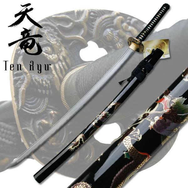 Ten Ryu HAND FORGED FOLDED DAMASCUS STEEL Life Dragon Samurai Katana 41 " OVERALL - TR-013