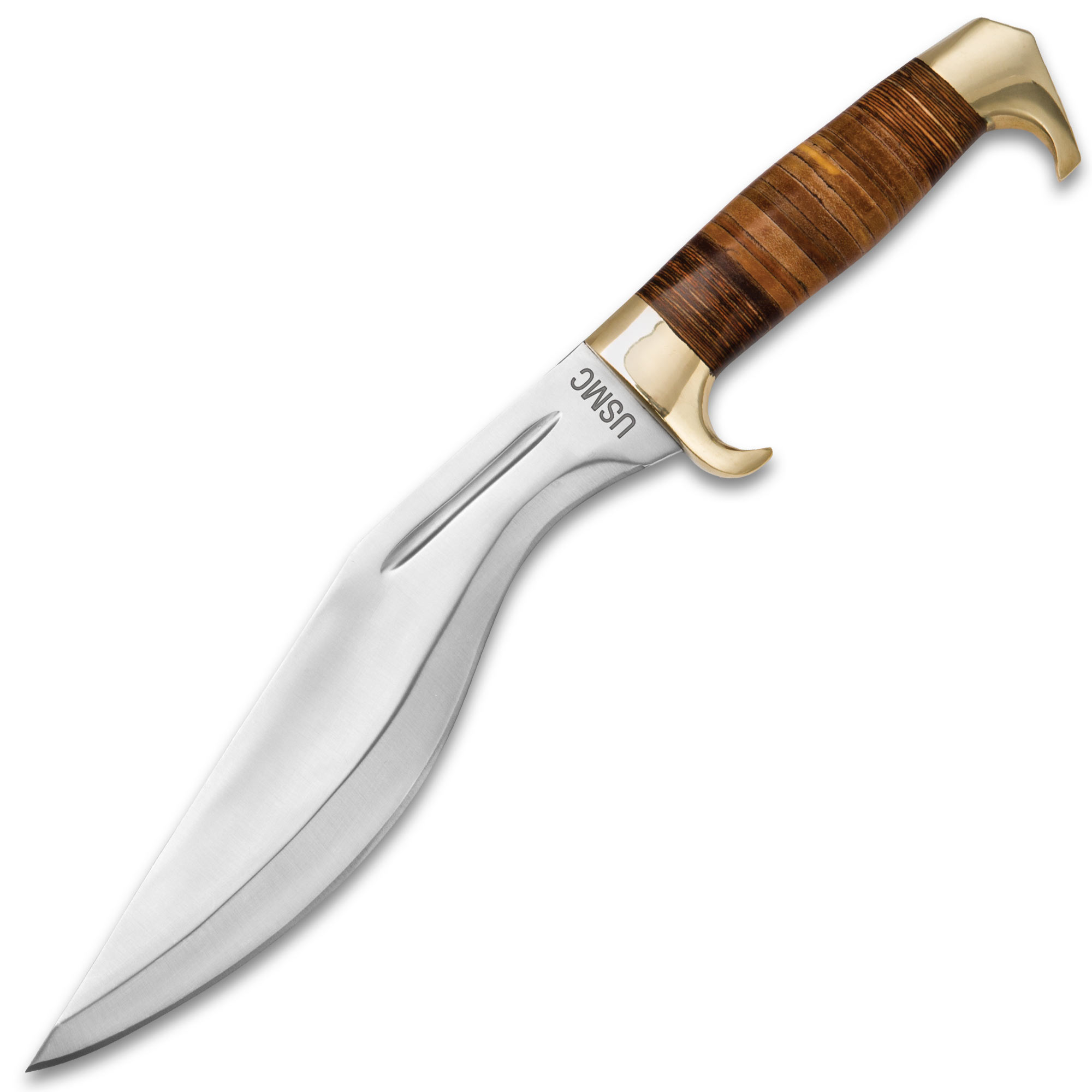 UC3329 USMC Stacked Leather Handle Kukri Knife - UC3329 - Image 1