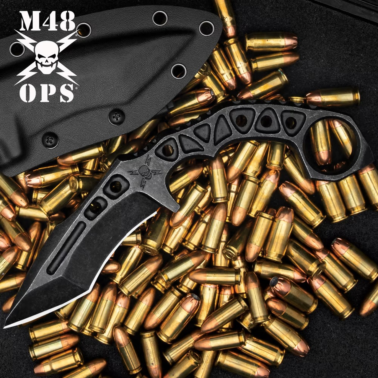 M48 OPS TANKER KARAMBIT WITH SHEATH - 3CR13 STAINLESS STEEL CONSTRUCTION, BLACK FINISH, OPEN-RING POMMEL - LENGTH 9 1/8” - UC3443