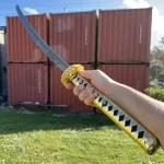 Ryujin 41″ 65Mn Spring Steel Samurai Sword Gold Bamboo Graphic Blade - T64037