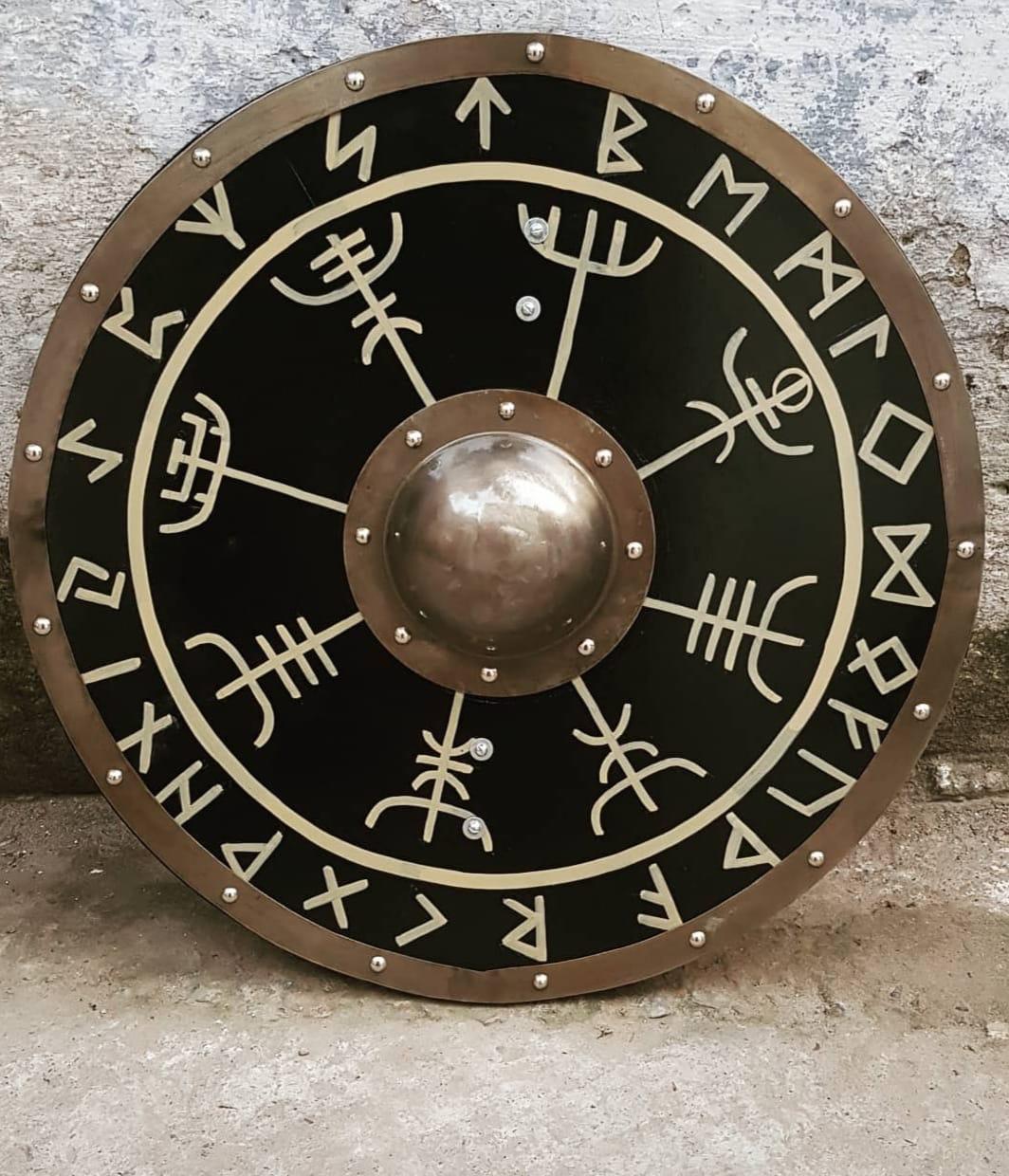 JOHN GILL SINGH -Medieval Larp Warrior Wood & Steel Viking Round shield