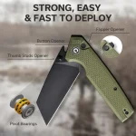 CIVIVI Amirite Flipper & Thumb Stud & Button Lock Knife G10 Handle (3.48" Nitro-V Blade) C23028-3 - Image 5
